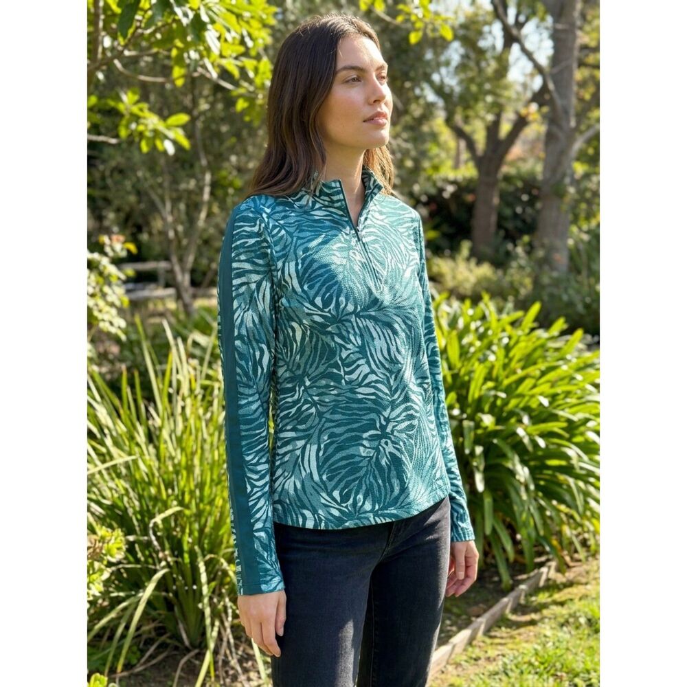 Tommy Bahama Active Life Quarter-Zip Pullover - NWT - Green Tropical Leaf